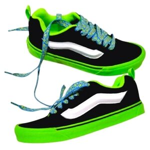 VANS KNU SKOOL WOMENS SIZE 6 SKATE SHOES Boys Size 4.5 Black Green Sneakers
